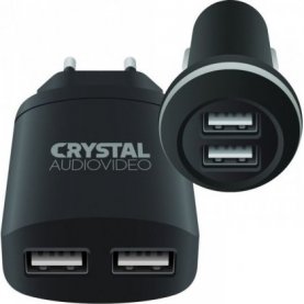 ΦΟΡΤΙΣΤΗΣ KIT CP2-2.4 5V 2.4A USB CAR + 5V 2A USB WALL CRYSTAL AUDIO