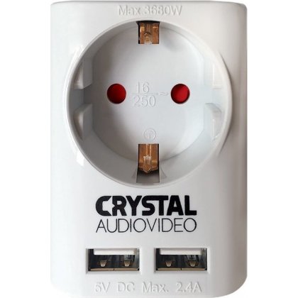 ΜΟΝΟΜΠΡΙΖΟ ΑΣΦΑΛΕΙΑΣ SUW-1 ΣΟΥΚΟ +2xUSB 2,4A ΛΕΥΚΟ CRYSTAL