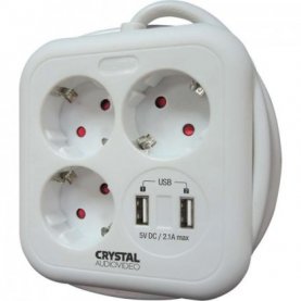 ΜΟΝΟΜΠΡΙΖΟ ΑΣΦΑΛΕΙΑΣ SUW-3 3 ΣΟΥΚΟ +2xUSB 2, 1A ΛΕΥΚΟ CRYSTAL AUDIO